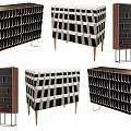 Modern Entryway Console Tables and Side Cabinets with Geometric Patterns Metal Legs and Wooden Frames