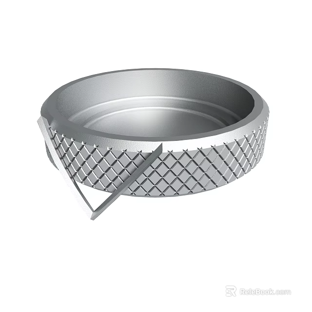Silver Metal Ring With Diamond Pattern And Clip Design For Mechanical Parts 3d model 