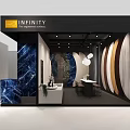 Modern Infinity Exhibition Booth Interior Design With Marble Texture Walls And Lighting 3d model
