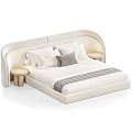 Modern Double Bed With Upholstered Headboard Pillows And Nightstand Color Options