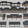 Chinese Style Landscape Corridor Frame Antique Corridor Pavilion Combination Pavilion Wind and Rain Corridor Frame Combination 3d model