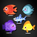Cute Colorful Cartoon Fish Wall Decor With Smiling Faces And Different Hues