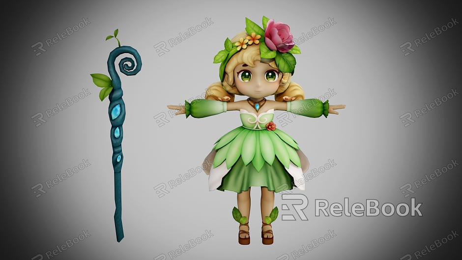 Anime Girl Game Character Game Character Cartoon Man Cartoon Character Beautiful Girl Forest Girl model