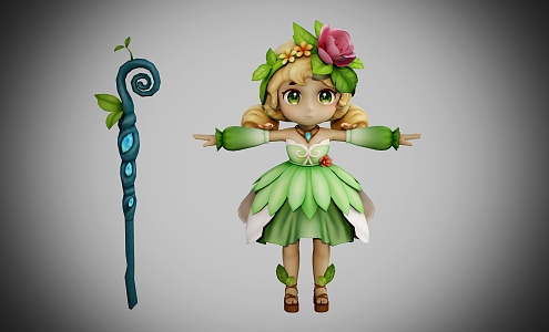 Anime Girl Game Character Game Character Cartoon Man Cartoon Character Beautiful Girl Forest Girl 3d model