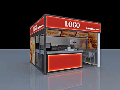 Modern snack bar fried chicken burger 3d model