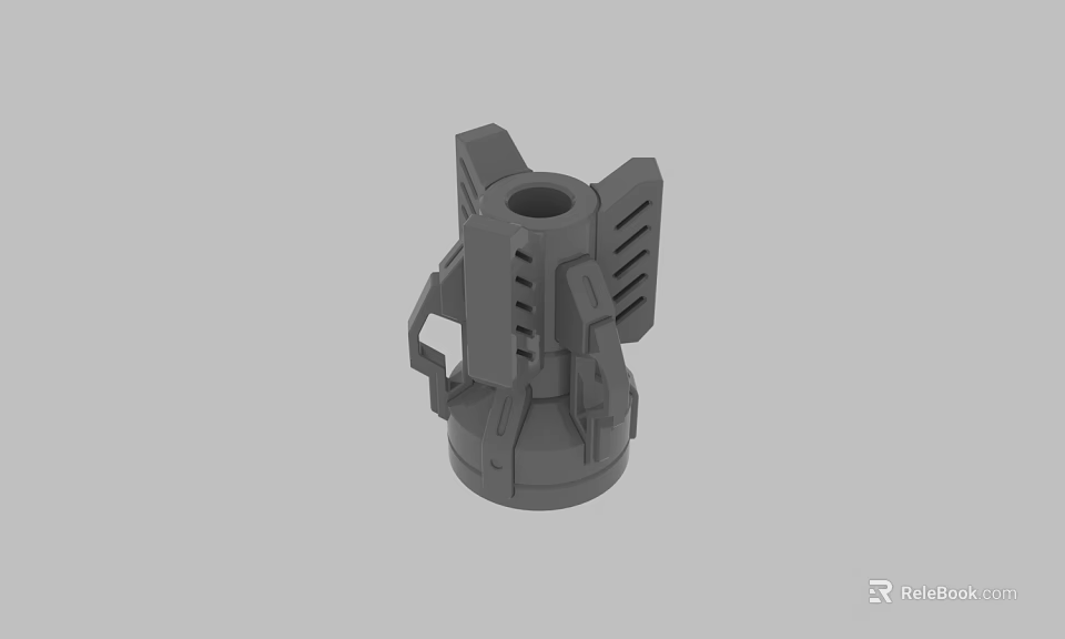 Gray 3D Mechanical Component Model With Hole Ventilation Slots and Brackets 3d model 