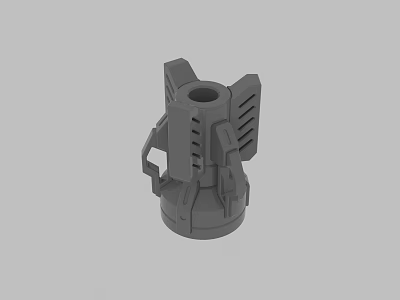 Gray 3D Mechanical Component Model With Hole Ventilation Slots and Brackets 3d model