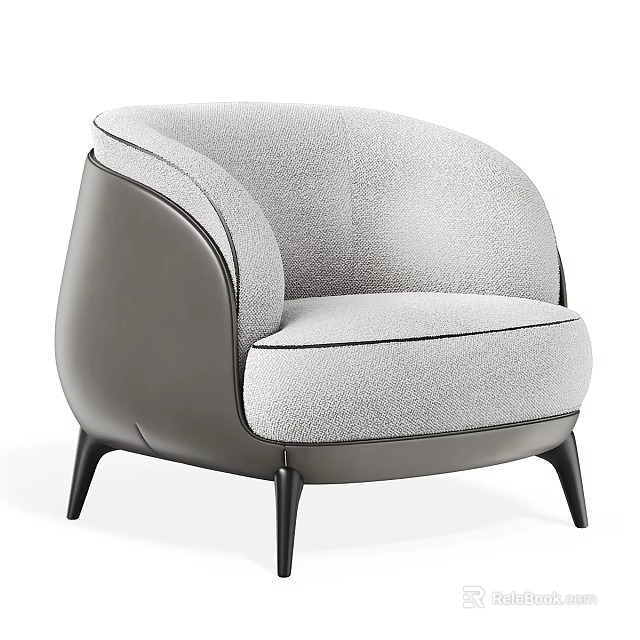 Modern Accent Chair With Light Gray Fabric And Black Sleek Legs Modern Design 3d model 