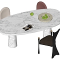 Modern Middle Style Dining Table and Chair Combination 3d model