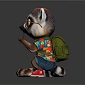 Cute Lemur Character Wearing Glasses And Colorful Outfit With Striped Tail