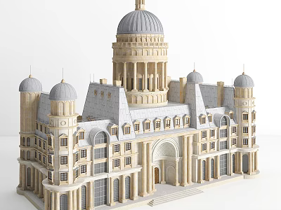 European Castle Paris Architecture 3d model