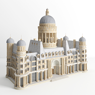 European Castle Paris Architecture 3d model