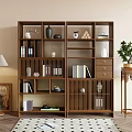 Wooden Display Shelf Featuring Books And Decorative Pieces