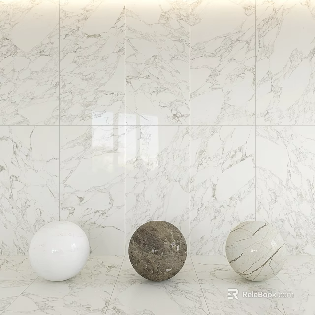 Elegant Marble Wall Tile Components With Spherical Decor Items In Modern Interior 3d model 