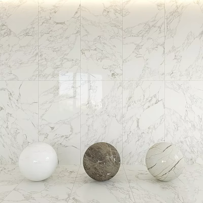 Elegant Marble Wall Tile Components With Spherical Decor Items In Modern Interior 3d model