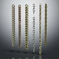 Hanging Metallic Chains In Various Colors And Styles On Grey Background 3d model