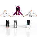 Clothing Mannequins Display With Hoodies Jackets And Striped Patterned Pants Shorts