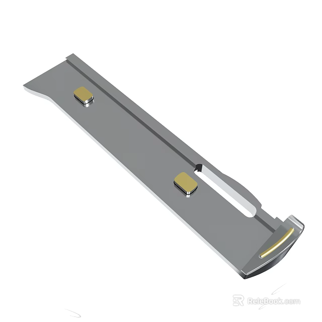 Durable Metal Mechanical Component With Golden Square Elements Notch And Long Strip Design 3d model 