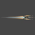 X Wing Fighter With Glowing Engines Flames And Detailed Wing Structure