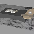 Modern Black Wooden Coffee Table with Books Glasses Side Table Coffee Cup on Gray Carpet