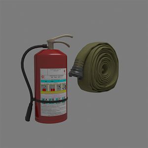 Modern fire fighting equipment fire extinguisher fire hydrant water pipe 3d model