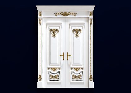 European style double door classical door 3d model