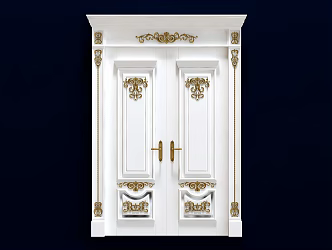 European style double door classical door 3d model
