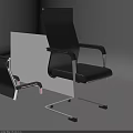 Black Office Chair With Metal Frame Ergonomic Armrests Modern Design And Comfortable Seat