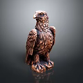 Eagle Sculpture With Detailed Bronze Colored Wings And Standing Claws Figure