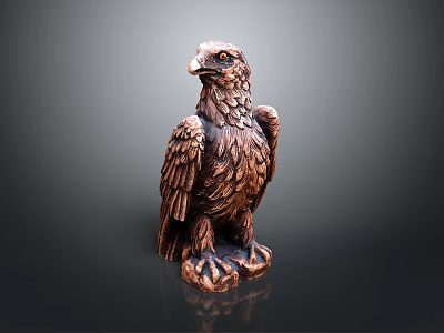 Eagle Sculpture With Detailed Bronze Colored Wings And Standing Claws Figure 3d model