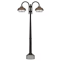 Modern Outdoor Lamp with Double Head Black Pole and White Base for Garden