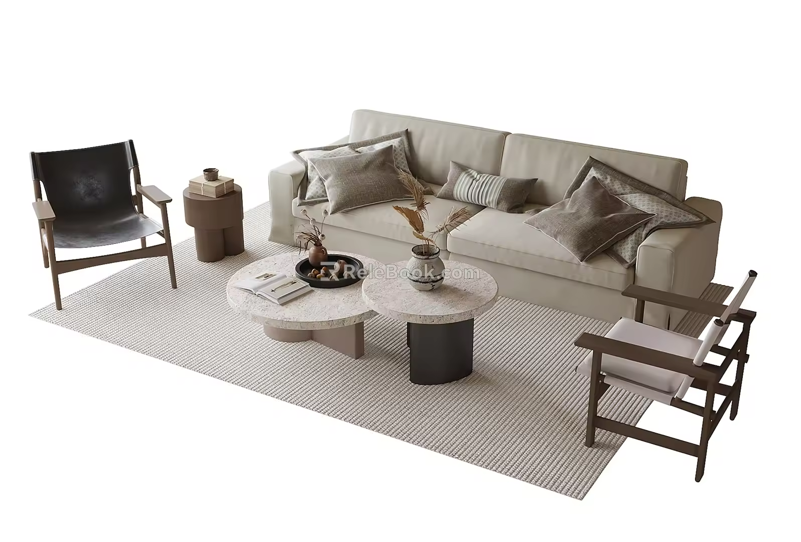 Modern sofa coffee table combination 3d model