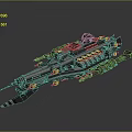 Futuristic Sci-Fi Large Spaceship Featuring Streamlined Gray Design Red Details Weapon Systems And Thrusters 3d model
