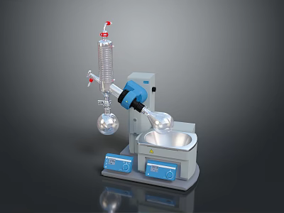 Rotary Evaporator With Condenser Flask And Digital Heating Bath For Laboratory Use 3d model