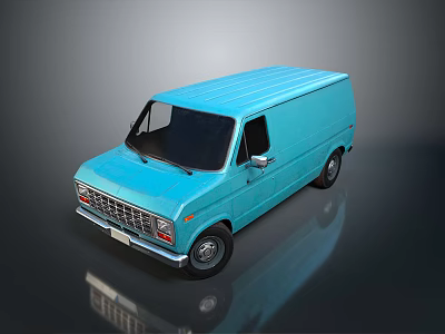 Blue Panel Bus 3D Rendering With Shiny Exterior And Reflective Surface 3d model