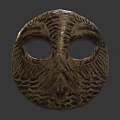 Handcrafted Wooden Mask With Owl Like Design And Detailed Carved Texture