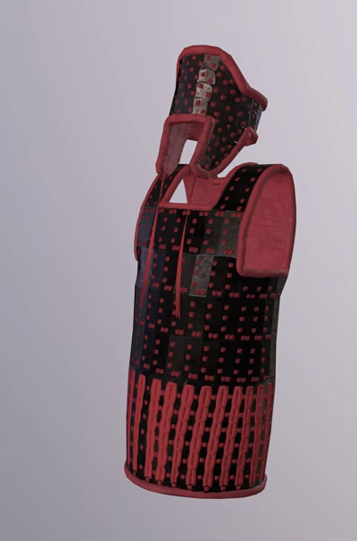Game and Movie Character Armor With Black Red Color Square Patterns Shoulder And Collar Decorations 3d model