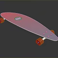 Stylish Blue Skateboard With Orange Wheels And Smooth Deck Surface Design 3d model