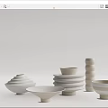 Modern Ceramic Vessels Featuring Neutral Tones Stacked Designs And Various Shapes 3d model