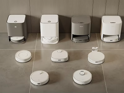 Smart Cleaning Robots In Various Models 3d model