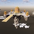 Sky Hanging Architecture Scenery Sky Ancient Architecture Clouds Clouds Mountain 3d model