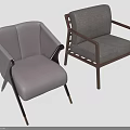 Modern Gray Fabric Chairs with Wooden Frame and Metal Legs Design
