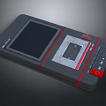 Retro Tape Player With Black Design Red Accents Tape Slot And Control Buttons