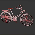 Vintage White Bicycle with Red Seat Headlight and Reflective Surface Design 3d model