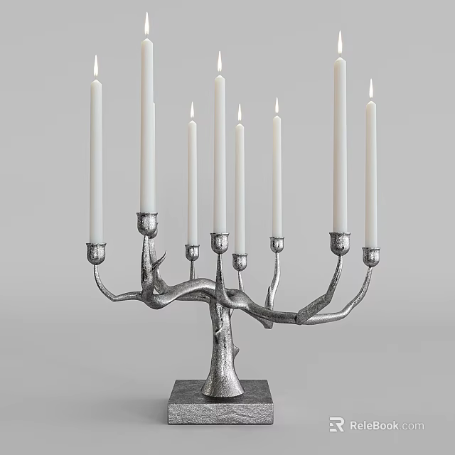 Silver Branch Design Floor Lamp With Multiple White Light Columns For Modern Home Decor 3d model 