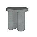 Three Round Concrete Stools With Column Legs Two Upright One Overturned 3d model