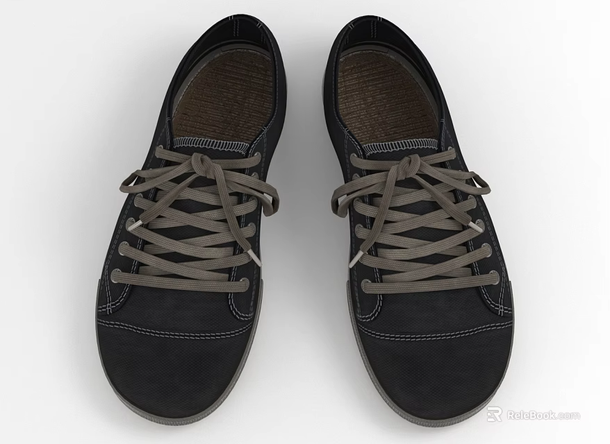 Stylish Black Lace Up Casual Shoes Offering Comfortable Fit For Everyday Wear 3d model 