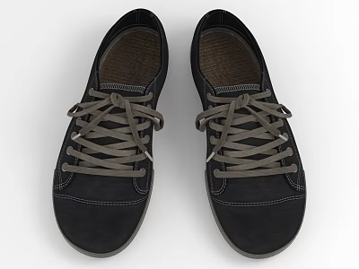 Stylish Black Lace Up Casual Shoes Offering Comfortable Fit For Everyday Wear 3d model