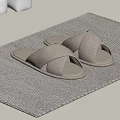 Comfortable Cross Design Beige Slippers On Herringbone Textured Floor Mat