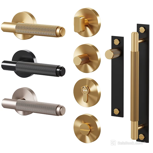 Stylish Modern Door Handles Featuring Brushed Gold Matte Black And Satin Silver Designs 3d model 